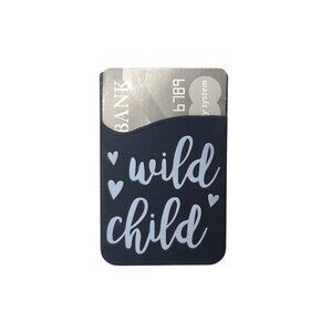 Phone Credit Card Holder Adhesive Silicone Wallet Wild Child Black Heart Design